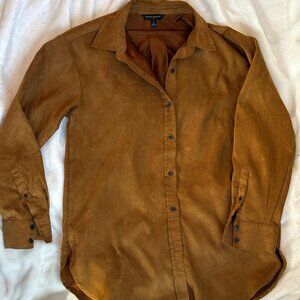 Vegan suede brown oversized button down- small- Banana Republic Factory
